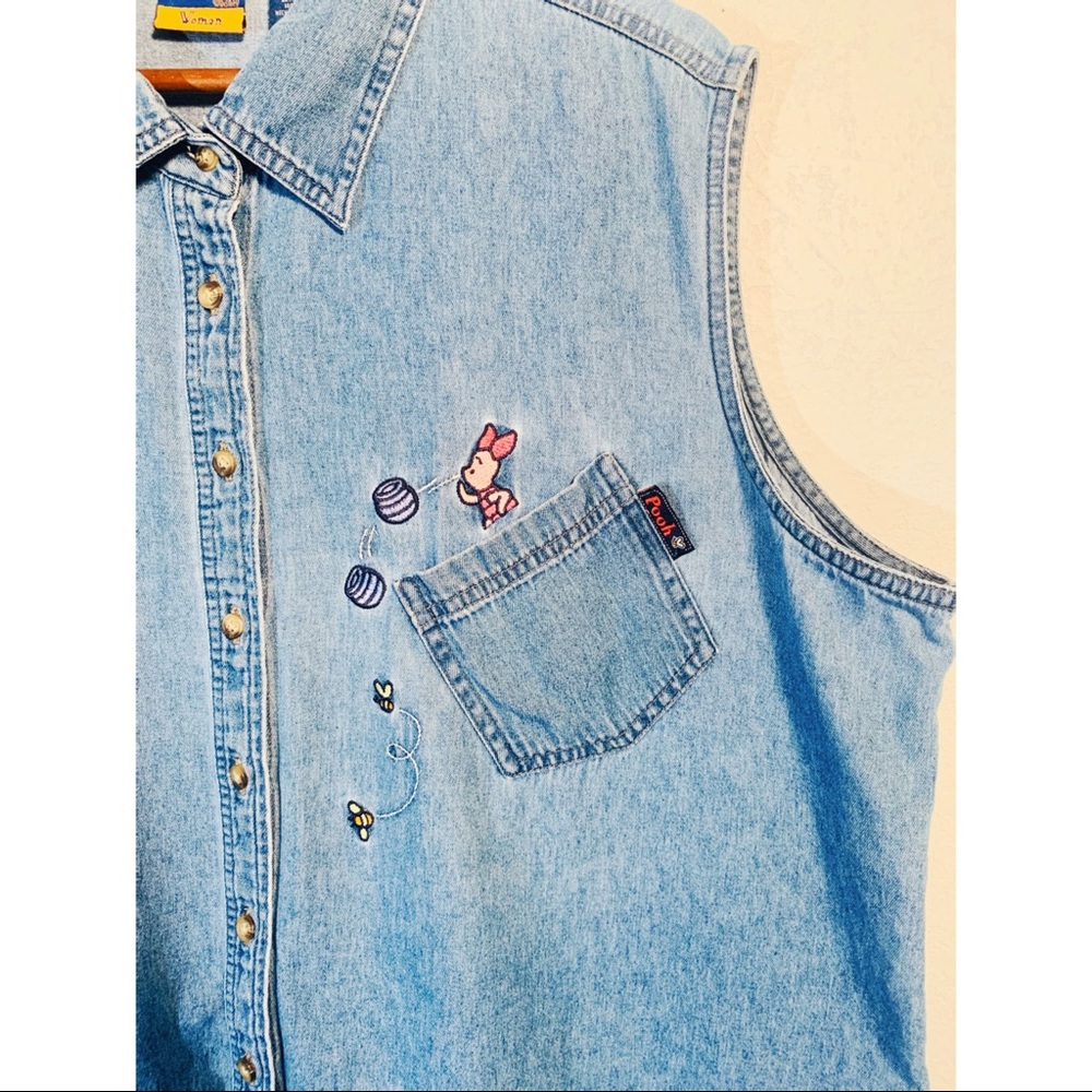 Pooh & Piglet Denim Embroidered Vest - Picture 2 of 6